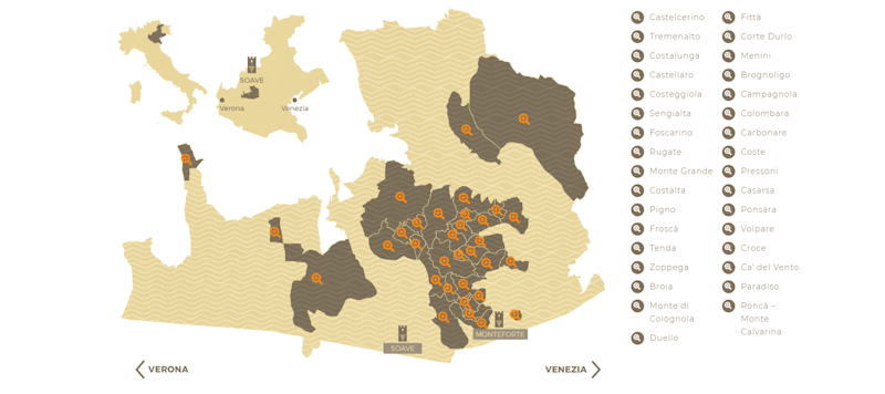 Soave Classico Cru wijngaarden map