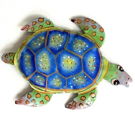 NIEUW: Vrolijk gekleurde schildpad van metaalplaat - M.028 - UITVERKOCHT