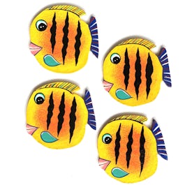 Vissen decoset of onderzetters geel - set van 4 stuks - OZ.002