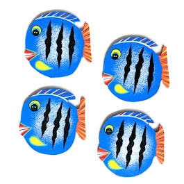 Vissen decoset of onderzetters blauw - set van 4 stuks - OZ.210