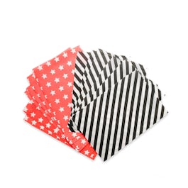 Kraftzakjes kleurenmix zwart/wit - oranje/wit (12 st.) 12,5 x 15,5 cm.