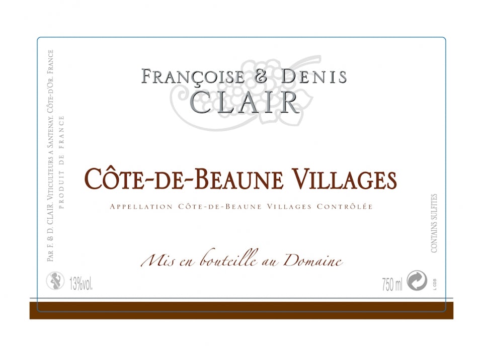 F&D Clair Bourgogne rouge Côtes de Beaune Villages 2022